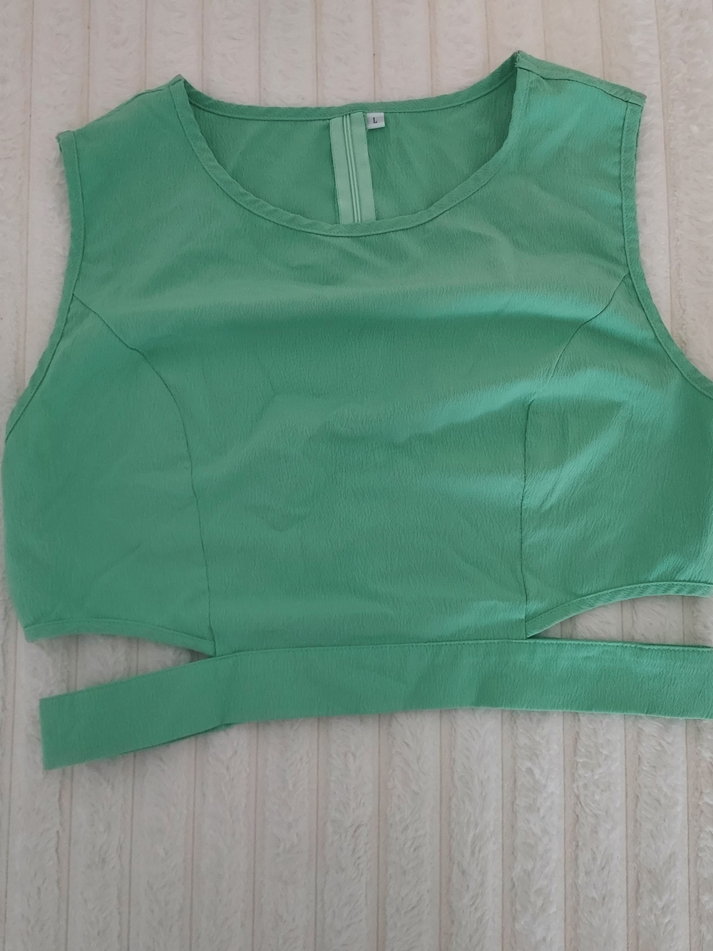 SHEIN Mint Green Sleeveless Crop Top with Waist Tie
